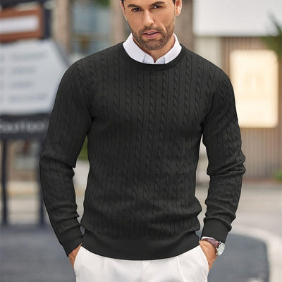 Slim fit fine knit men's crew neck sweater