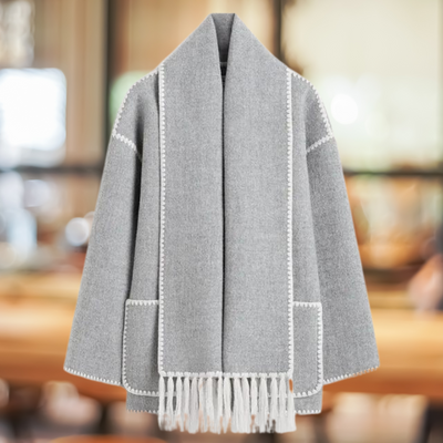 Kai - Elegant long-sleeved, single-breasted jacket with button and scarf