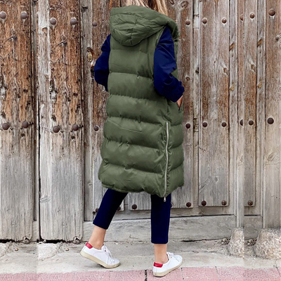 Long puffer vest for women