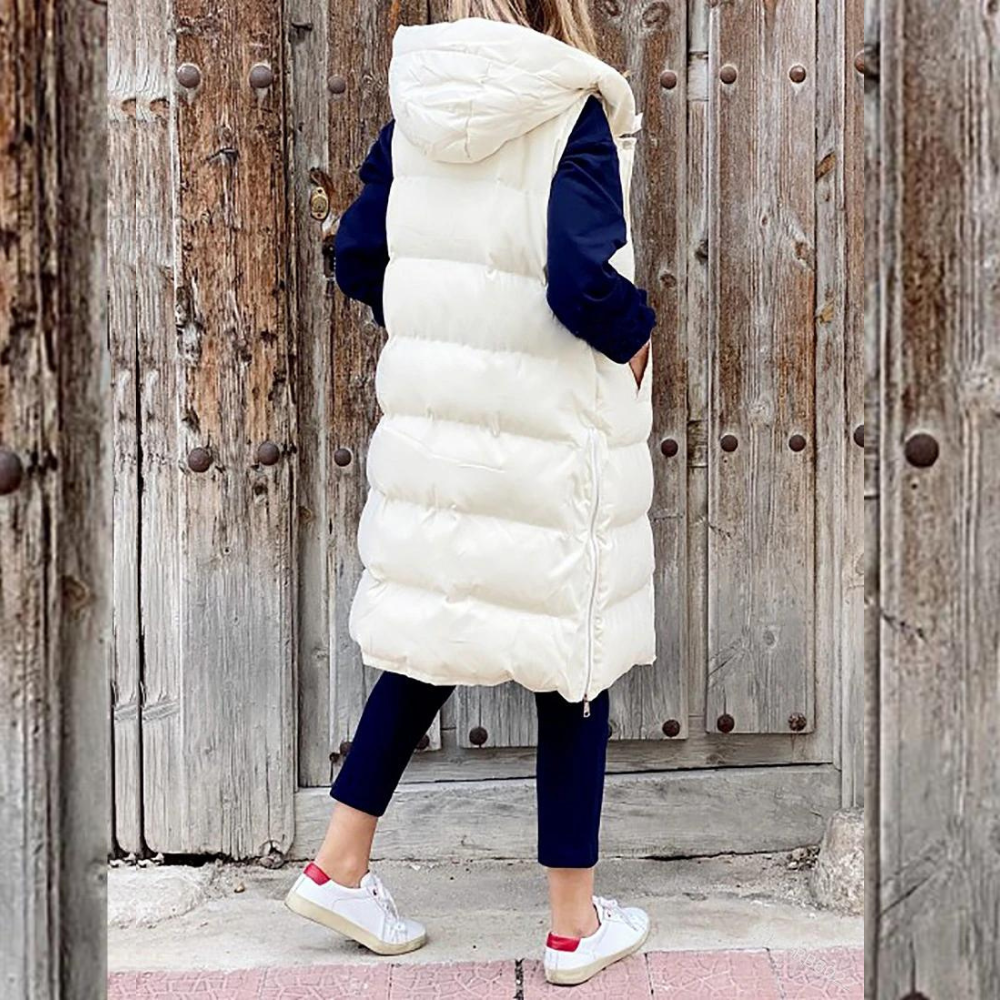 Long puffer vest for women