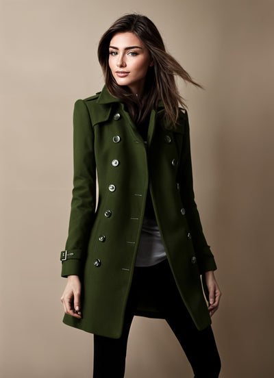 Elegant women's winter coat with button closure