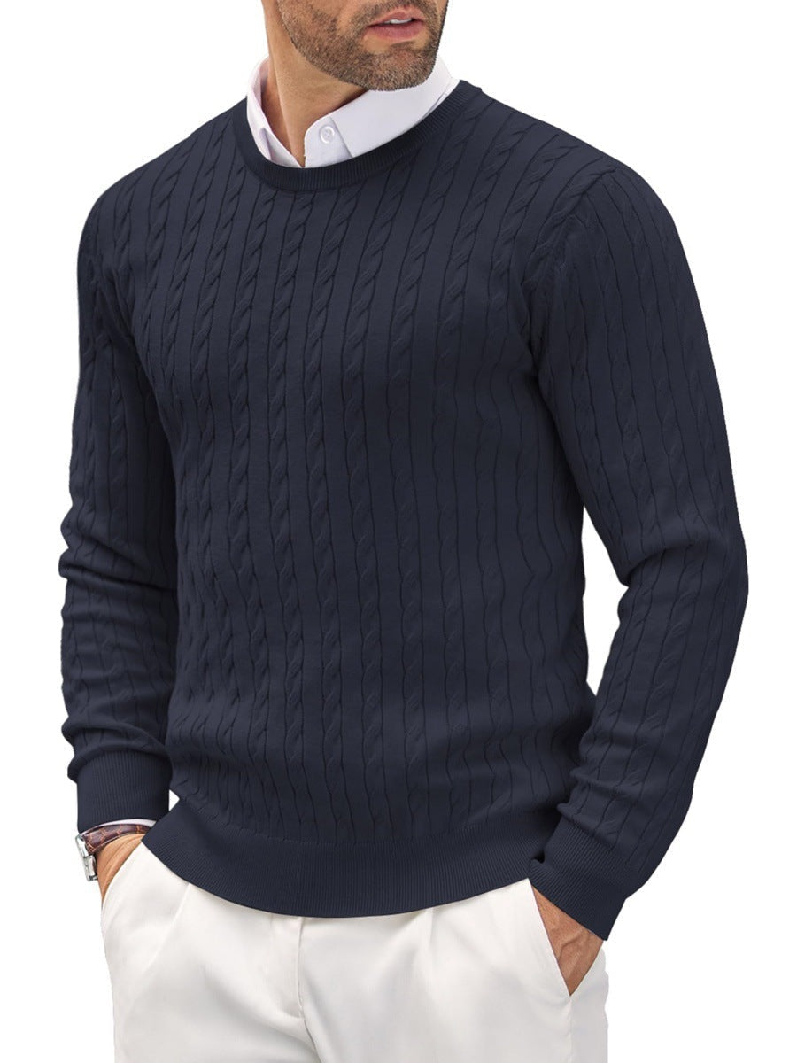 Slim fit fine knit men's crew neck sweater