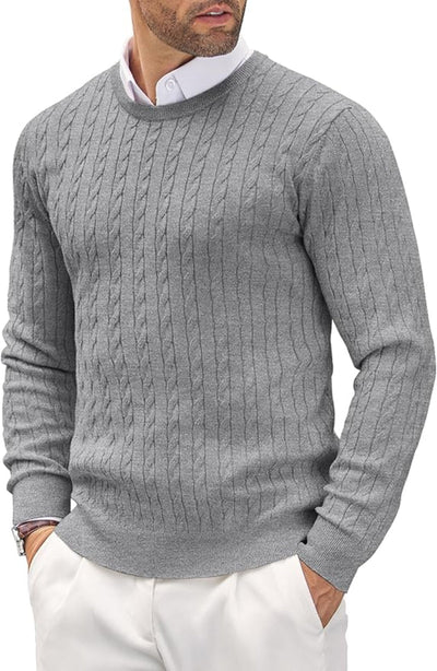 Slim fit fine knit men's crew neck sweater