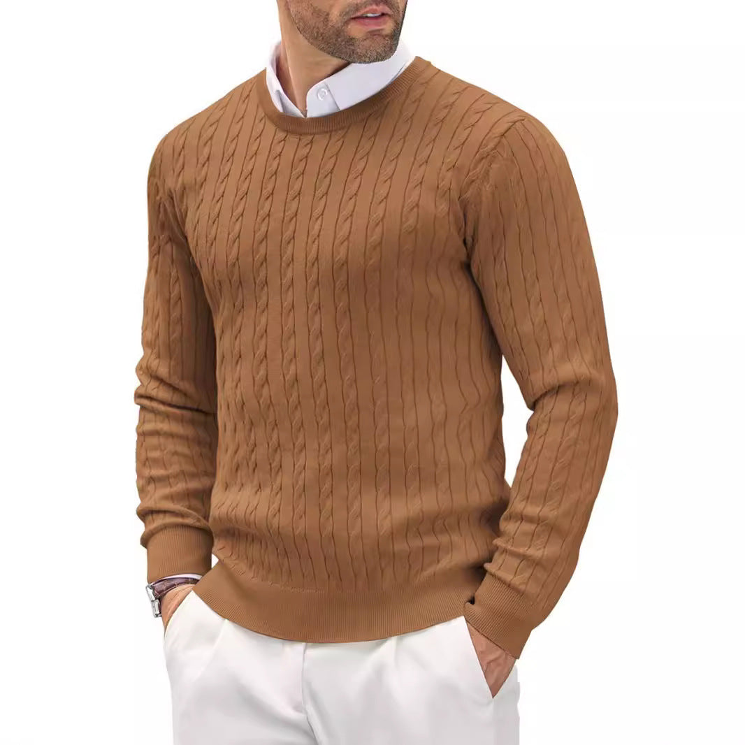 Slim fit fine knit men's crew neck sweater