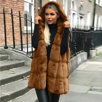 Hooded winter vest for women