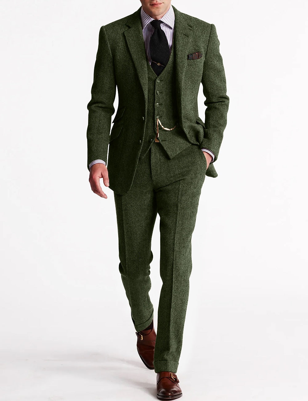 Men's tweed tuxedo suits, three-piece and classic