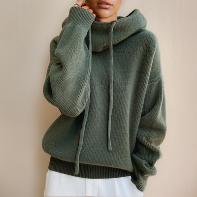 Elegant knitted hoodie for women