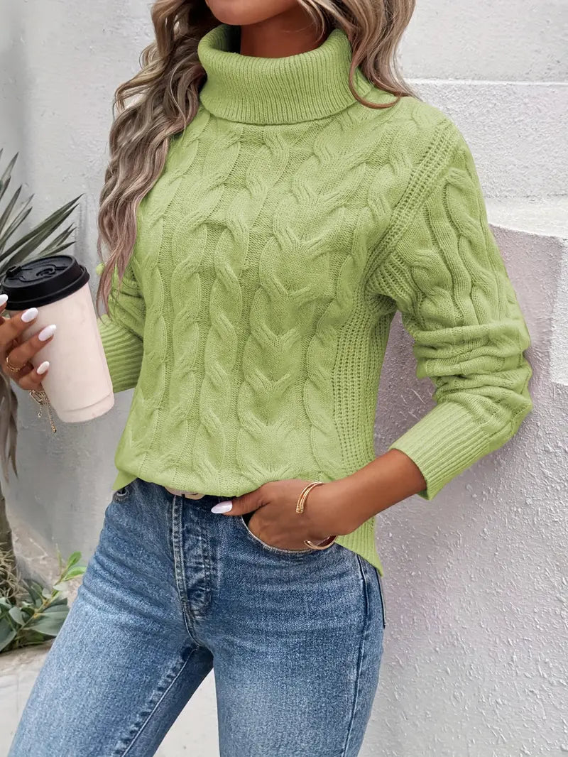 Mila - Women's cable knit turtleneck sweater