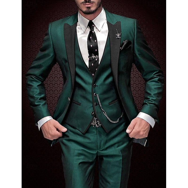 Men's three-piece linen set: business blazer, waistcoat and pants