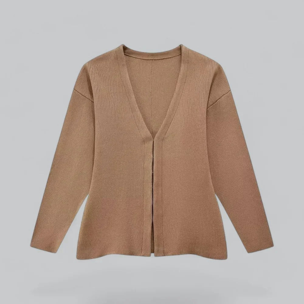 Elegant soft knitted cardigan with V-neck for women | Ideal for all seasons