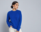 Casual blue solid long sleeve crew neck sweater