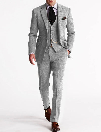 Men's tweed tuxedo suits, three-piece and classic