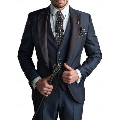 Men's three-piece linen set: business blazer, waistcoat and pants