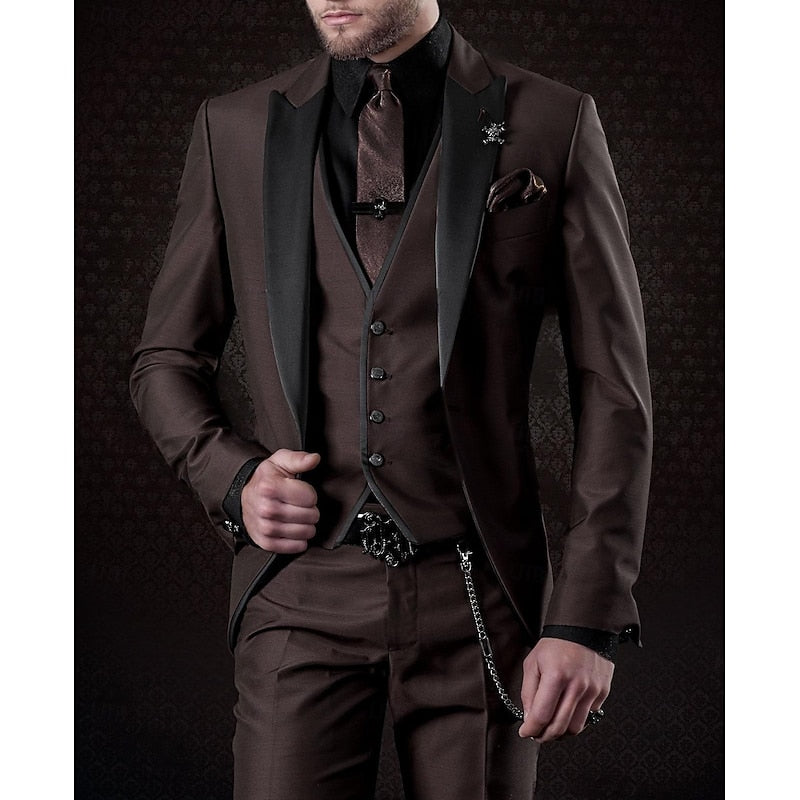 Men's three-piece linen set: business blazer, waistcoat and pants