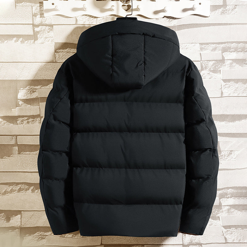 Thick, insulated, warm men's winter coat with hood