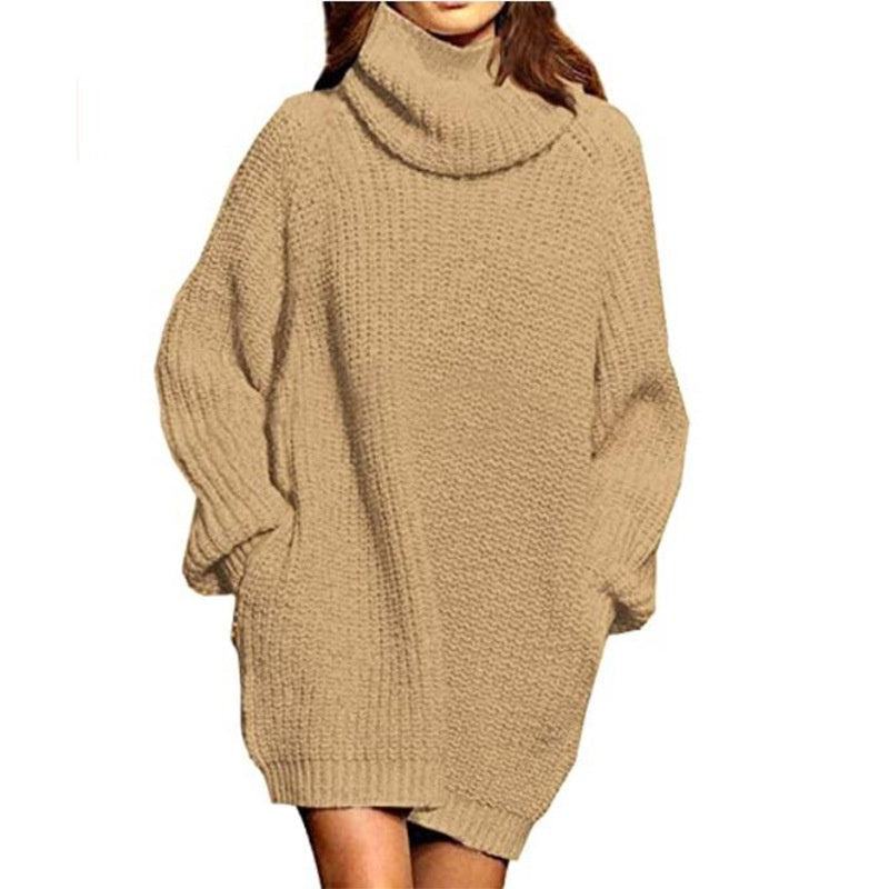 Women's plain turtleneck dress