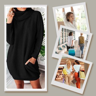 Women's plain turtleneck dress