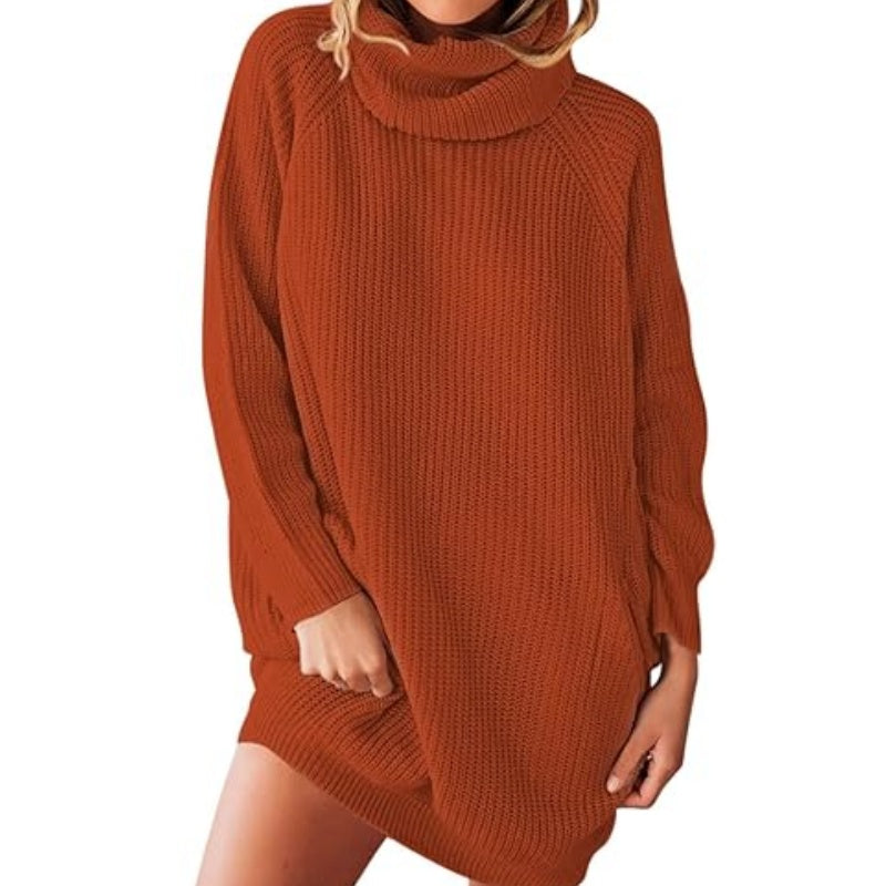 Women's plain turtleneck dress