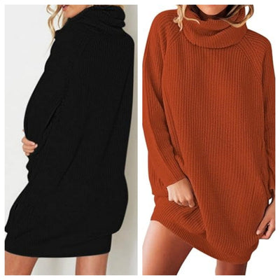 Women's plain turtleneck dress