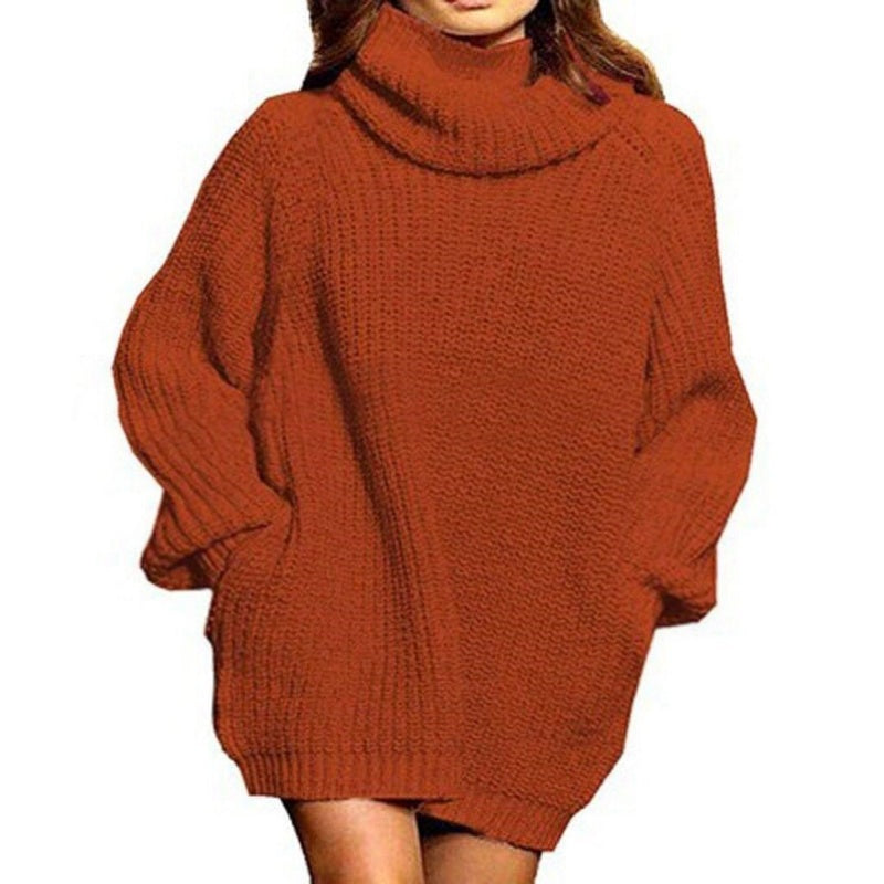 Women's plain turtleneck dress