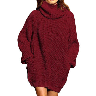 Women's plain turtleneck dress