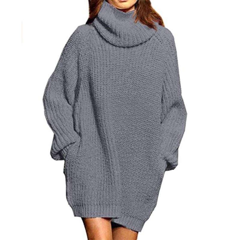 Women's plain turtleneck dress