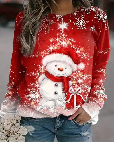 Christmas sweater long sleeve round collar