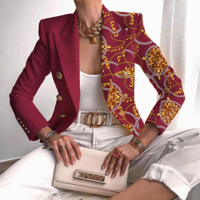 Stylish blazer jacket with print and buttons for women | Perfect for everyday wear