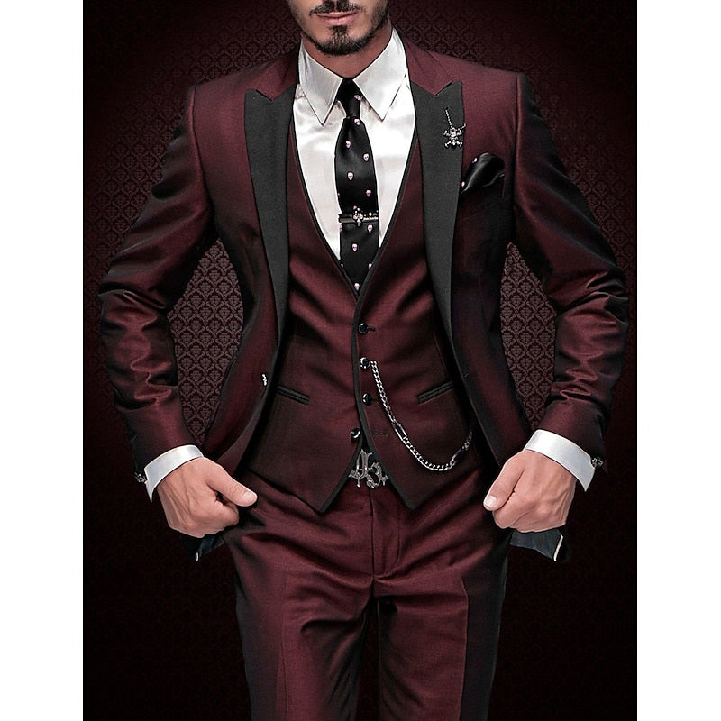 Men's three-piece linen set: business blazer, waistcoat and pants