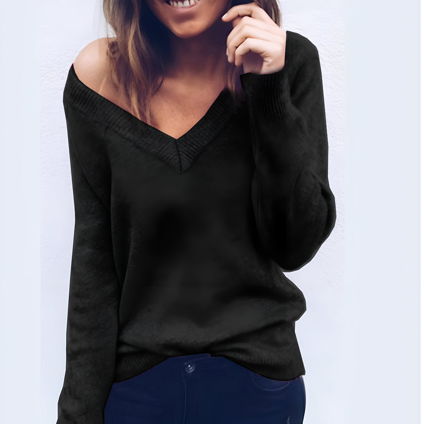 Women's sweater with V-neck and loose sweater | Perfect for all seasons